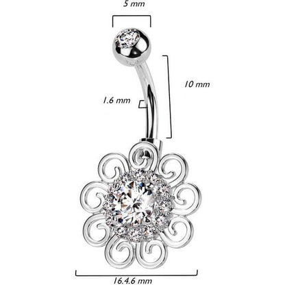 Bauchnabelpiercing Blume Zirkonia