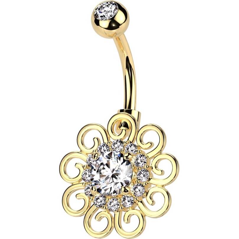 Piercing Nombril Fleur Zircone