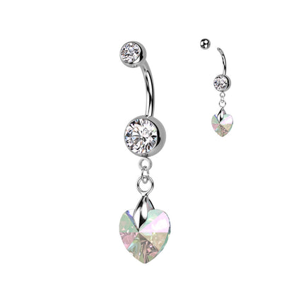 Piercing ombligo Corazón colgante Circonita Plata