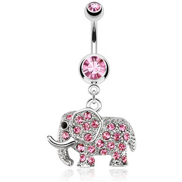 Piercing ombligo Elefante colgante Circonita Plata