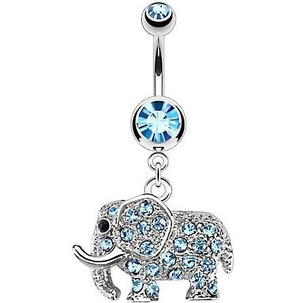 Piercing ombligo Elefante colgante Circonita Plata