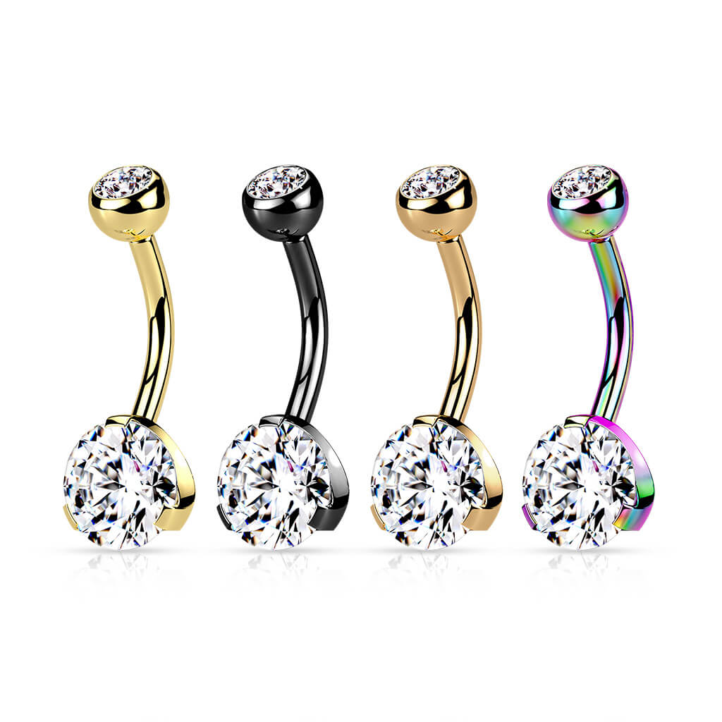 Piercing Ombelico Zircone a sfera e titanio PVD