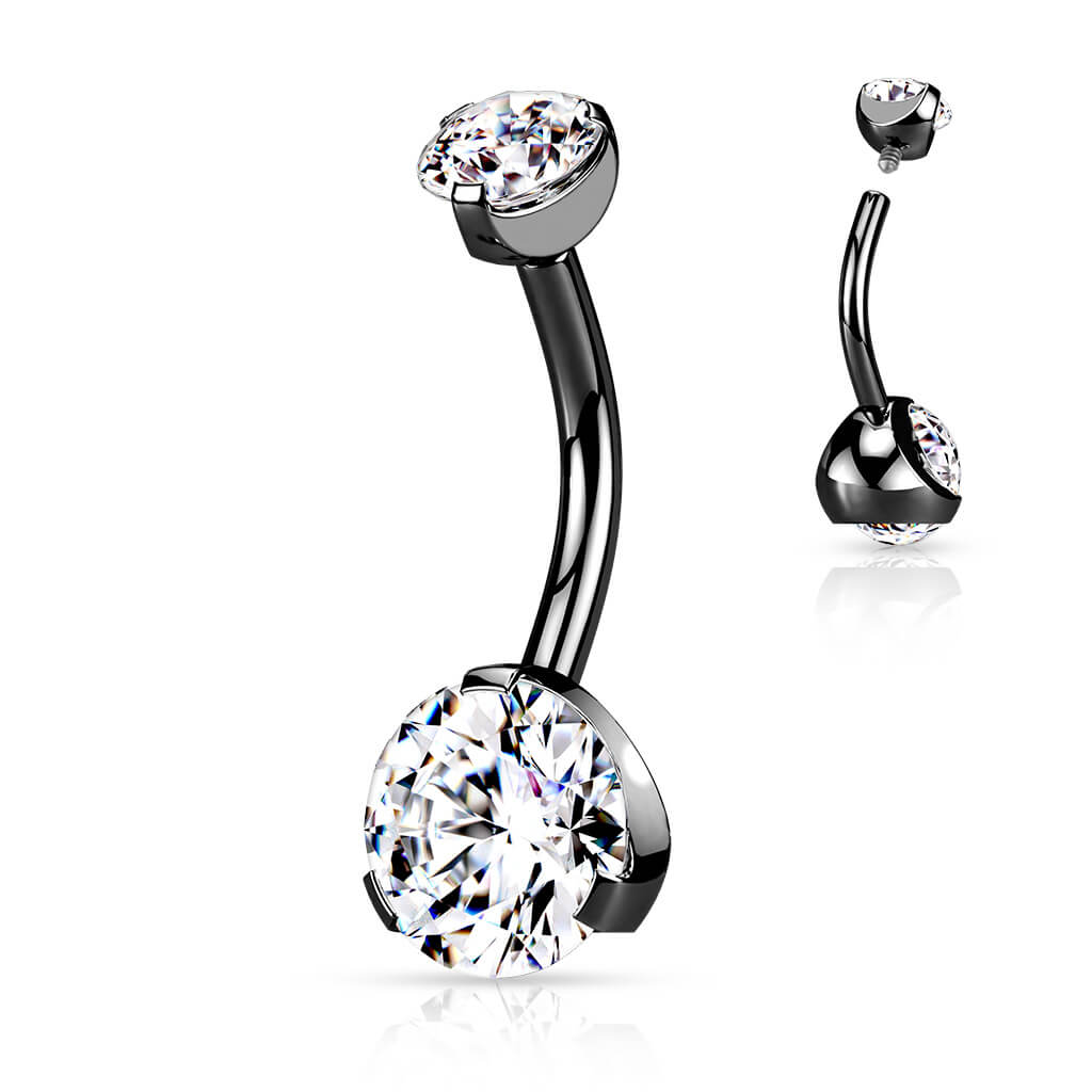 Belly Button Piercing Zirconia Round Internally Threaded