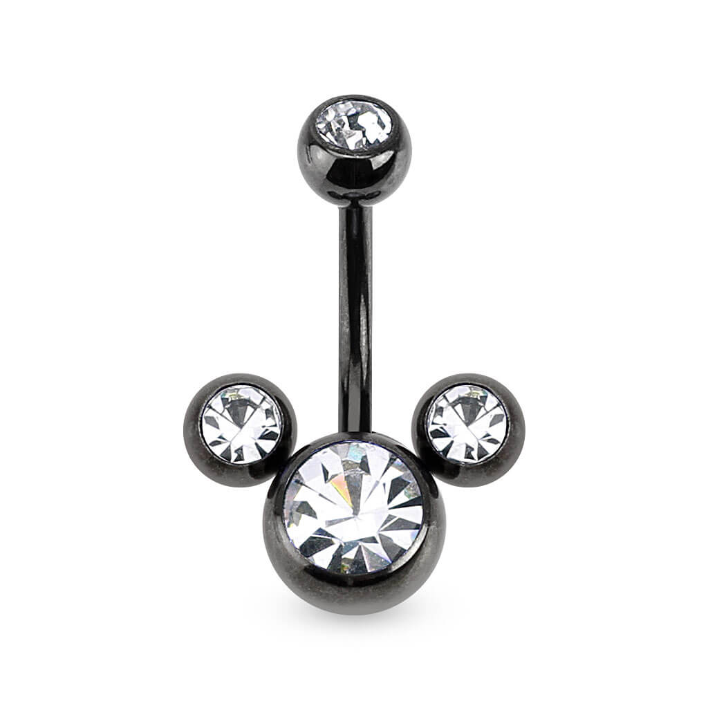 Bauchnabelpiercing 3 Zirkonia Titan PVD