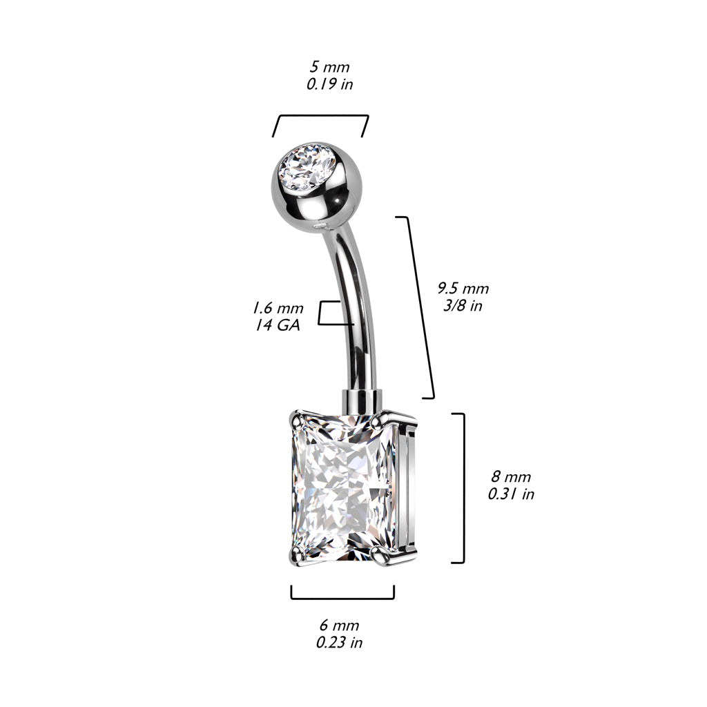 Piercing Nombril Rectangle Zircone