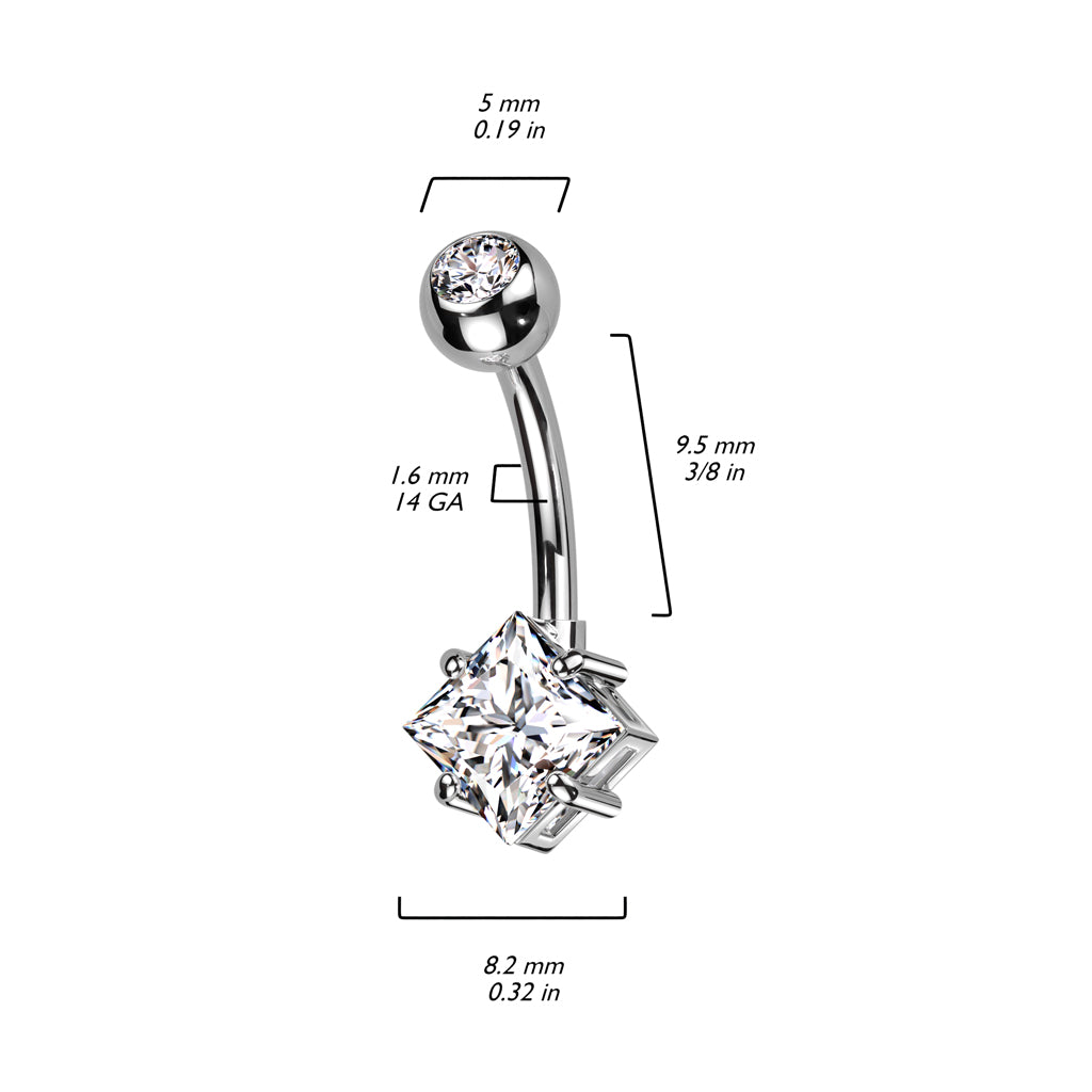 Belly Button Piercing Square Zirconia