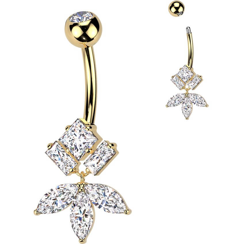 Belly Button Piercing titanium brass zirconias