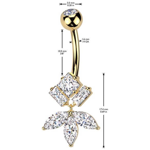 Belly Button Piercing titanium brass zirconias