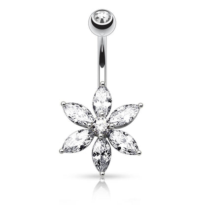 Belly Button Piercing Flower Zirconia