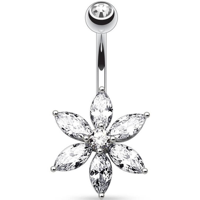 Bauchnabelpiercing Blume Zirkonia