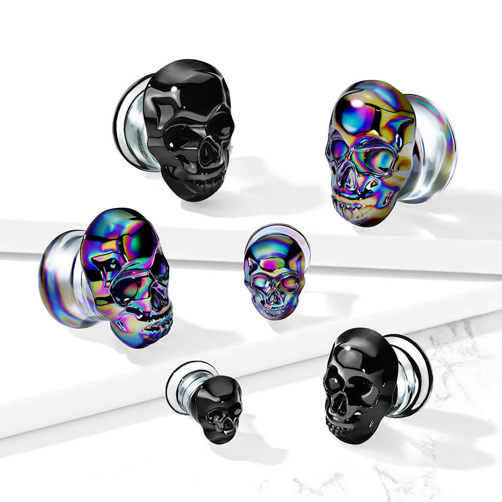 Cristal Plug Calavera de vidrio negro