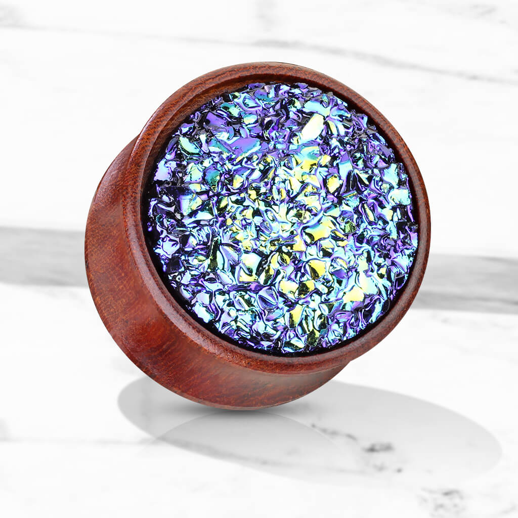 Plug Druzy Stone Wood