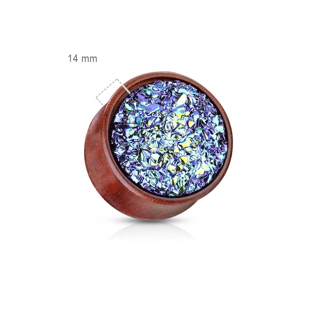 Plug Druzy Stone Wood