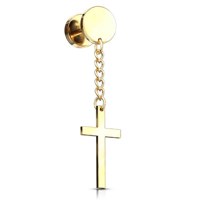 Faux Plug Pendentif Croix Filetage Interne