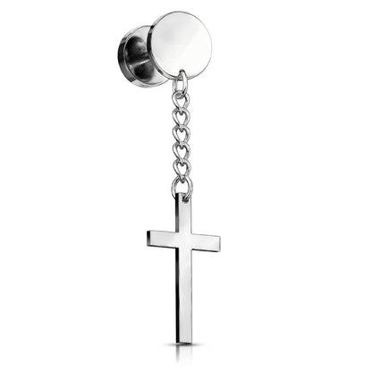 Faux Plug Pendentif Croix Filetage Interne