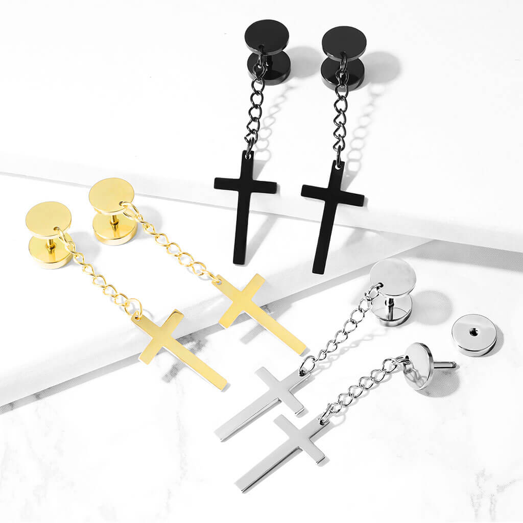 Fake Plug Cross dangle Internally Threaded