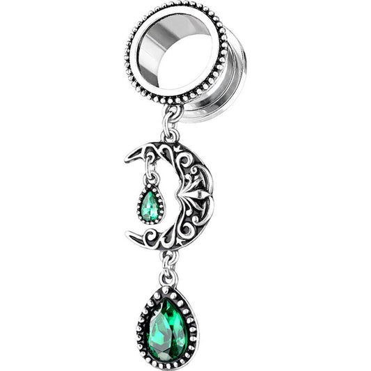 Tunnel Moon Drop Zirconia Silver Internally Threaded