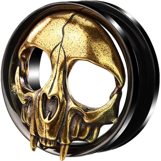 Tunnel Skull Gold Black Internally Threaded