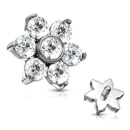 top flower zirconia prong setting Internally Threaded