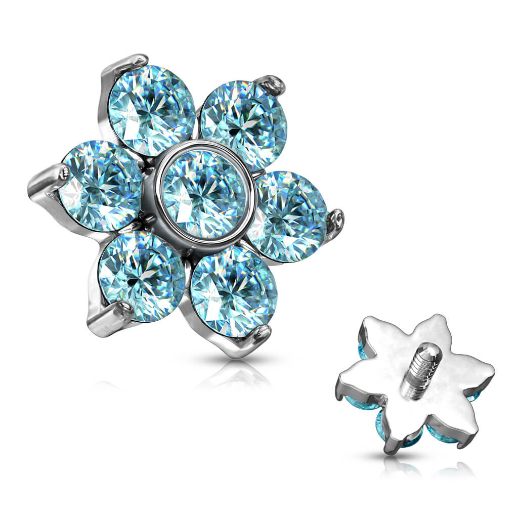 top flower zirconia prong setting Internally Threaded