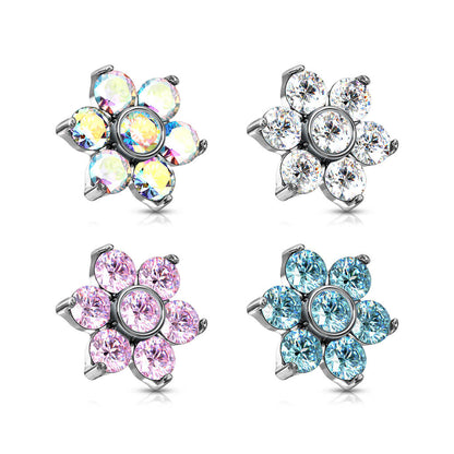 top flower zirconia prong setting Internally Threaded