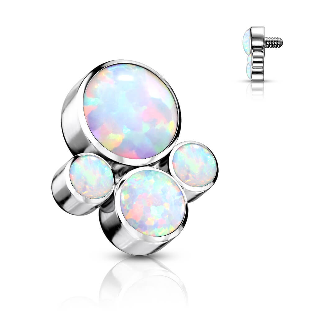 Titanium top 4 opals bezel setting Internally Threaded