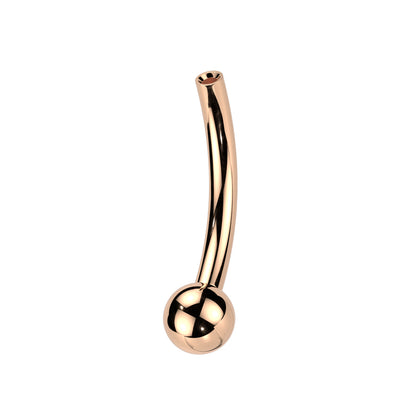 Titanium curved barbell pin with 1 fixed ball Push-In