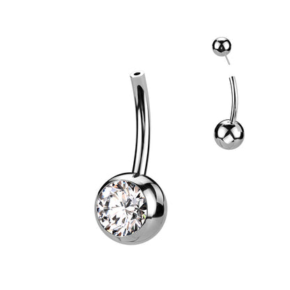 Titan Bauchnabelpiercing Kugel Zirkonia Push-In