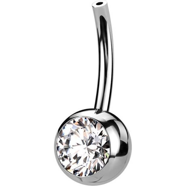 Titan Bauchnabelpiercing Kugel Zirkonia Push-In