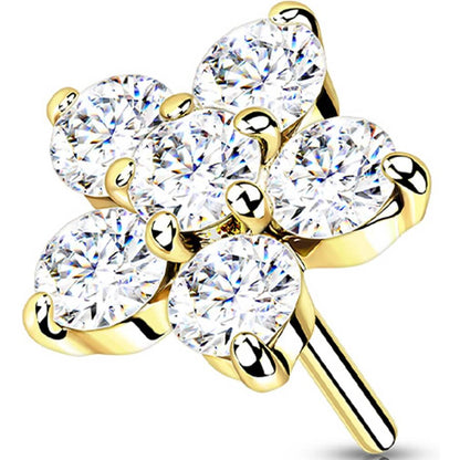 Oro 14 kt Superiore con fiore di zirconi  Push-In