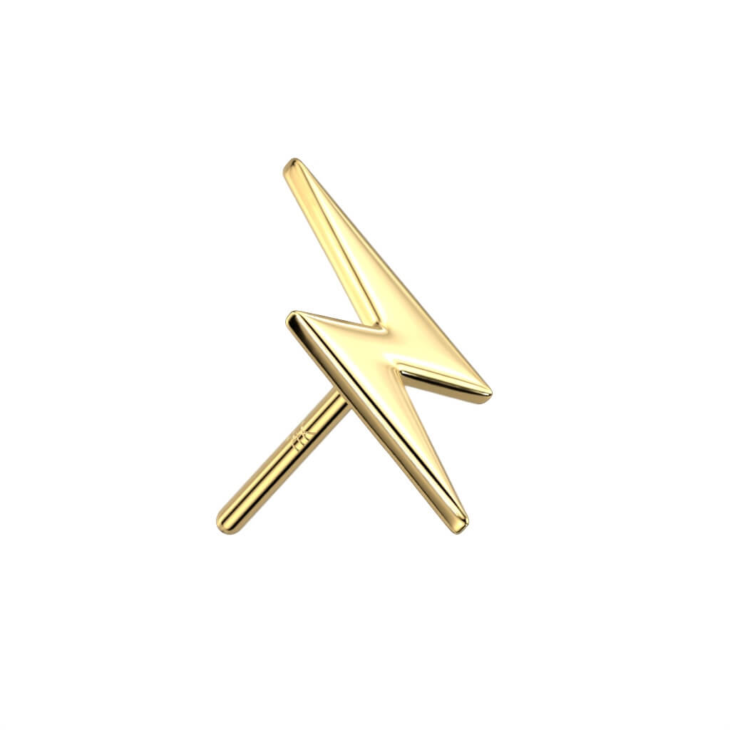 Solid Gold 14 Carat top lightning bolt Push-In