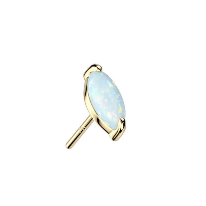 Solid Gold 14 Carat Top Oval Zirconia Opal Push-In