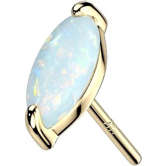 14 Karat Gold Top Oval Zirkonia Opal Gelbgold Weißgold Push-In