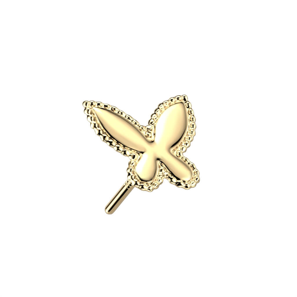 Solid Gold 14 Carat Top Butterfly Push-In