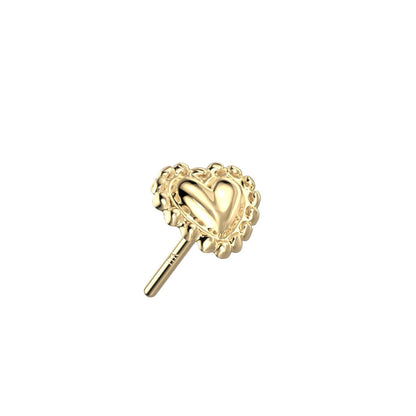 Solid Gold 14 Carat Top Heart Push-In