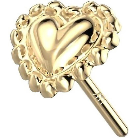 Oro 14kt Top Corazón Push In