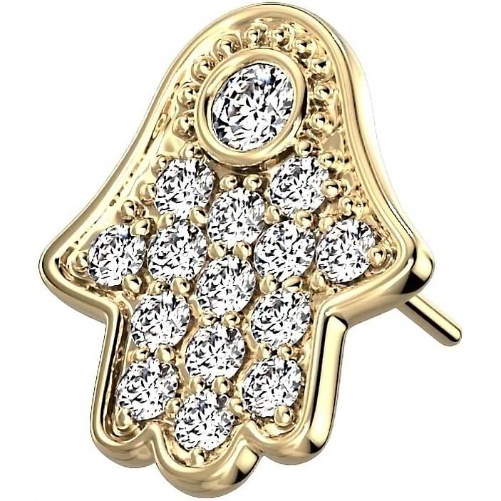 Oro 14 kt Superiore a Hamsa di Zirconi Push-In