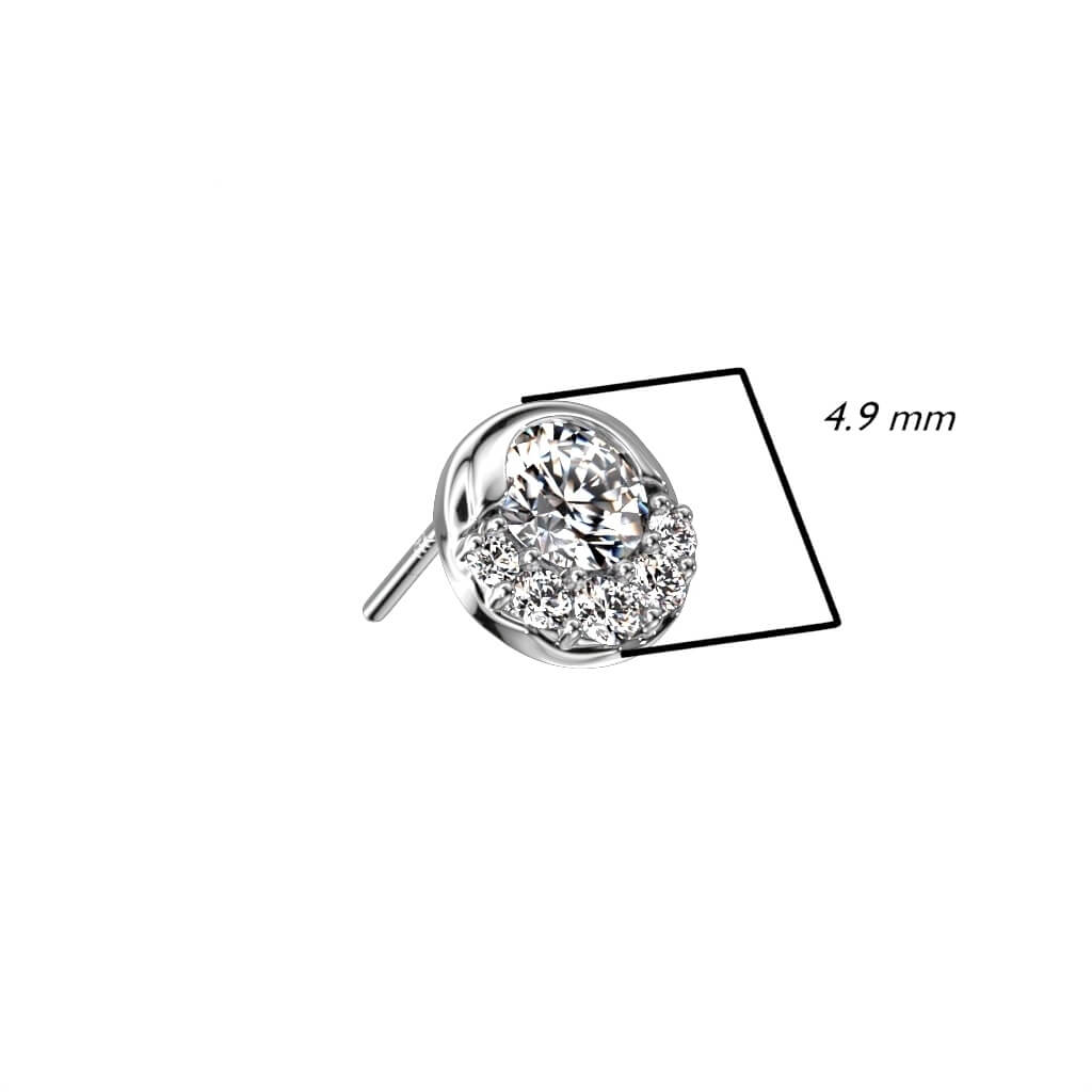 Solid Gold 14 Carat Top Round Zirconia Push-In