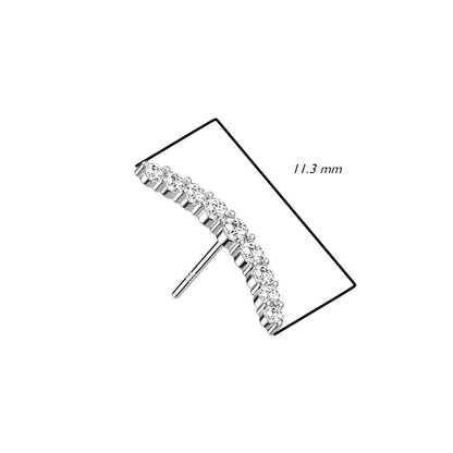 Solid Gold 14 Carat top curved zirconias Push-In