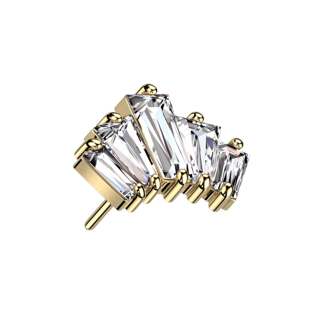 Oro 14kt Top Baquette 5 Circonitas Push In