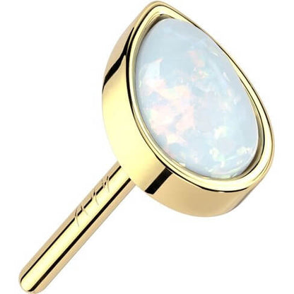 Solid Gold 14 Carat Drop Opal Push-In