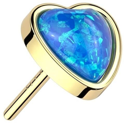 14 Karat Gold Herz Opal Push-In