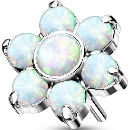 Titanium Top Flower Opal Silver Push-In