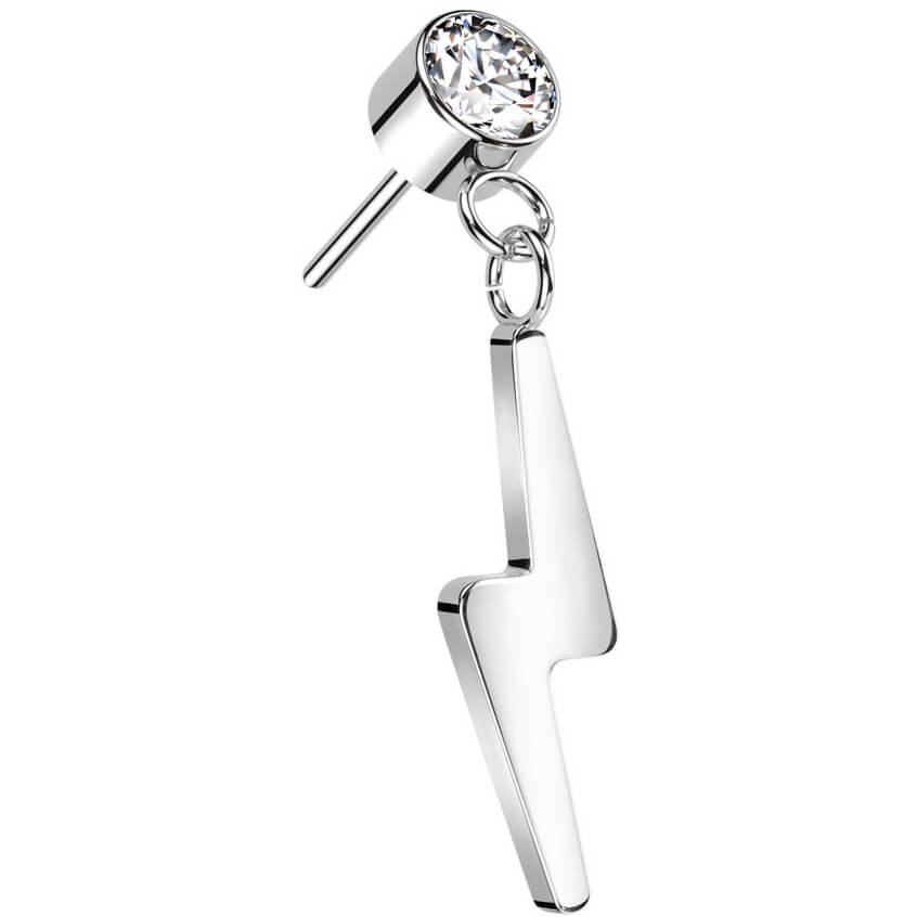 Titanium top lightening bolt dangle zirconia Push-In