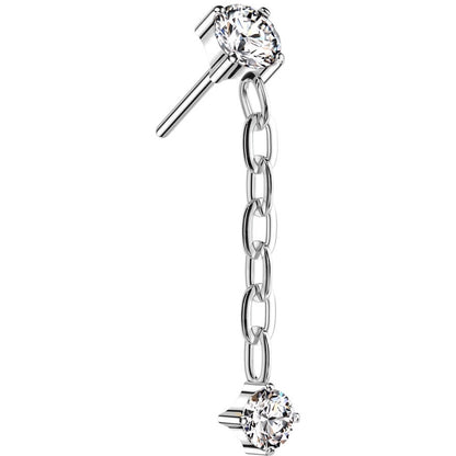 Titanium top chain dangle zirconia Push-In