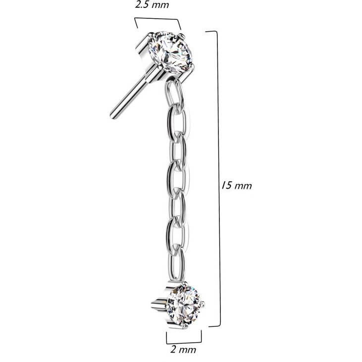 Titanio Zirconi con Catena Pendente Push-In