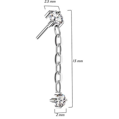 Titan Kette Anhänger Zirkonia Push-In