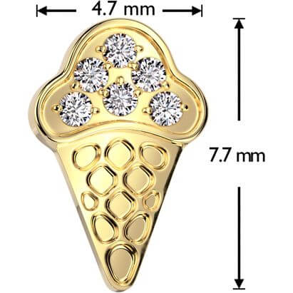 Titanio cono de helado zirconia Push In