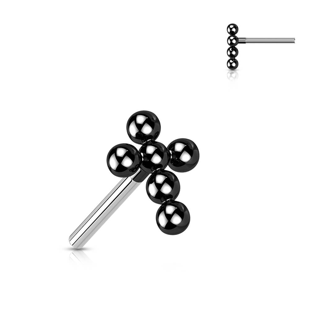 Titanium Labret Cross Ball Flower Push-In