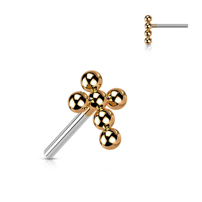 Titanium Labret Cross Ball Flower Push-In